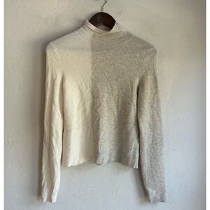 Foray Golf‎ Colorblock Cashmere Funnel Neck Pullover Sweater S Preppy Cream Wool